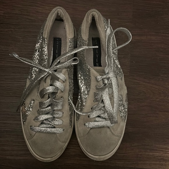 Steve Madden Shoes - Steve Madden Silver & White Glitter All Star Sneakers - Size 9
